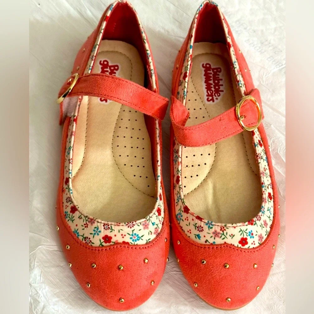 Toddler Girl Party, Elegant, high-backed Mary jane shoe with flower design Sz 12